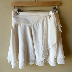 Aerie Chiffon Wrap Mini Skirt Womens Medium Dainty Feminine Romantic Cream NWT